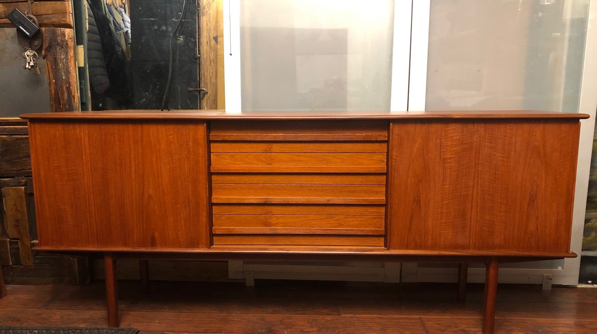 REFINISHED Danish MCM Teak Sideboard TV Media Console 74"perfect - Mid Century Modern Toronto