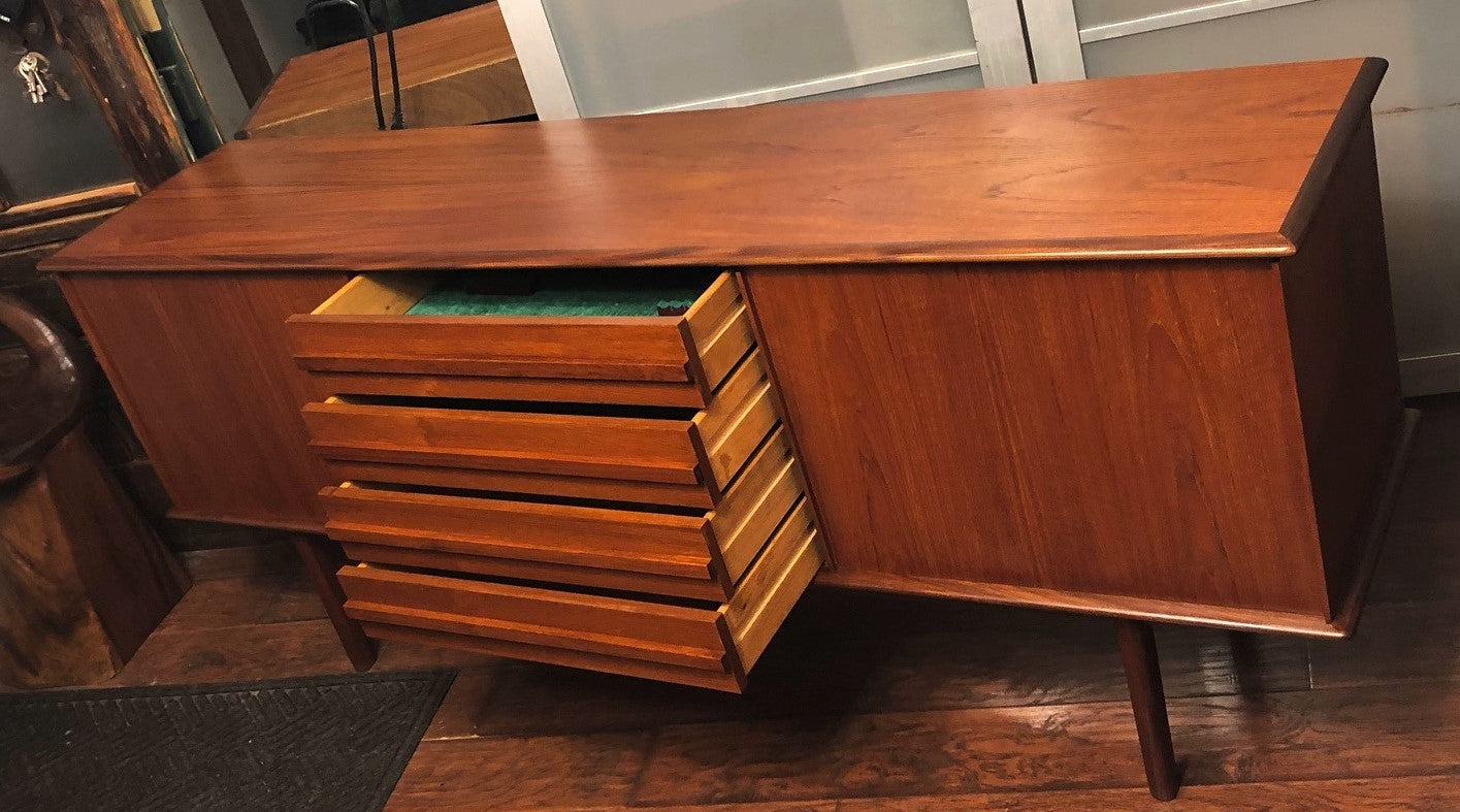 REFINISHED Danish MCM Teak Sideboard TV Media Console 74"perfect - Mid Century Modern Toronto