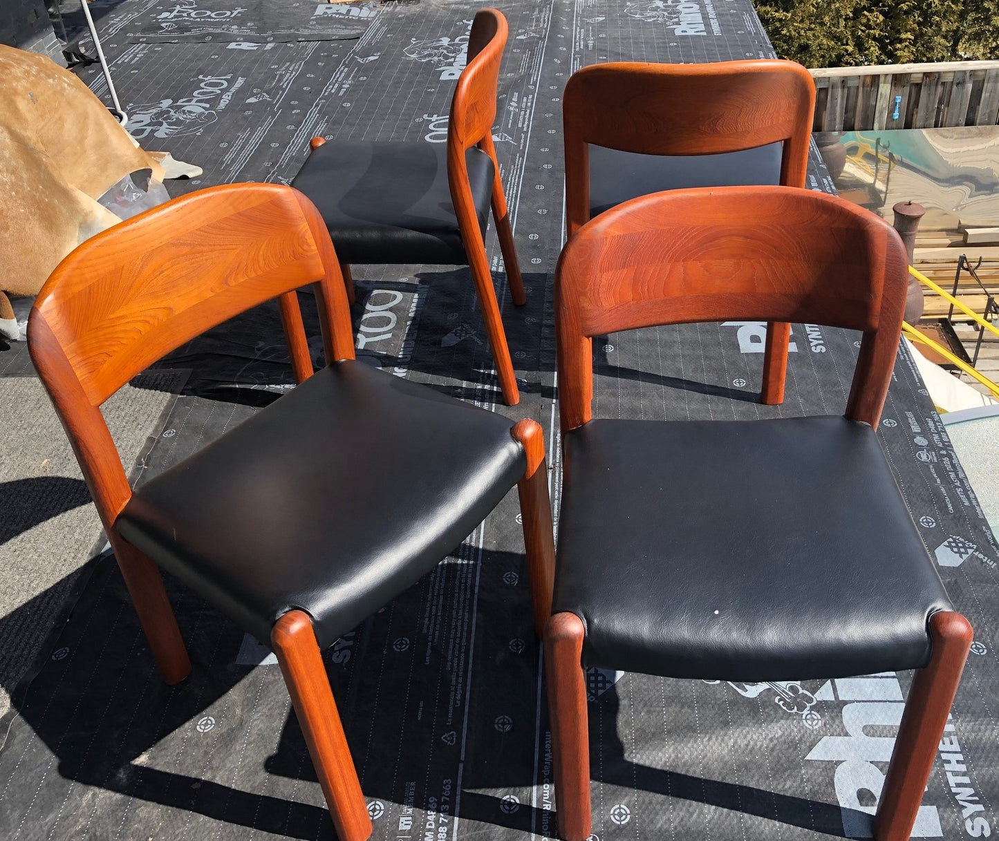 Set of 4 Danish MCM Teak Chairs REFINISHED REUPHOLSTERED, JL Moller style, perfect, each $275 - Mid Century Modern Toronto