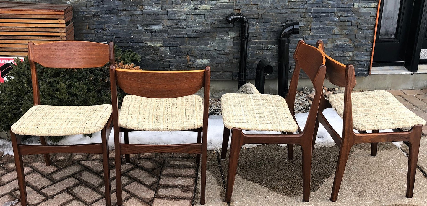 4 Danish MCM Teak Chairs with floating seats will be custom REUPHOLSTERED - Mid Century Modern Toronto