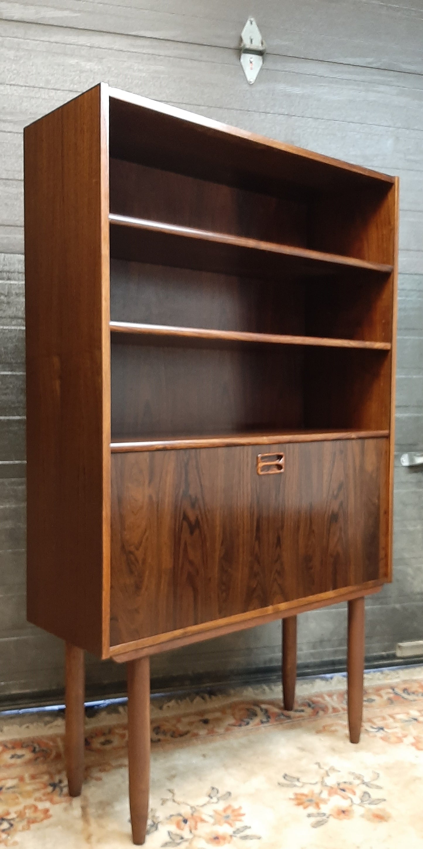 RESTORED Danish MCM Rosewood Bar Display Bookcase, narrow 34", perfect - Mid Century Modern Toronto