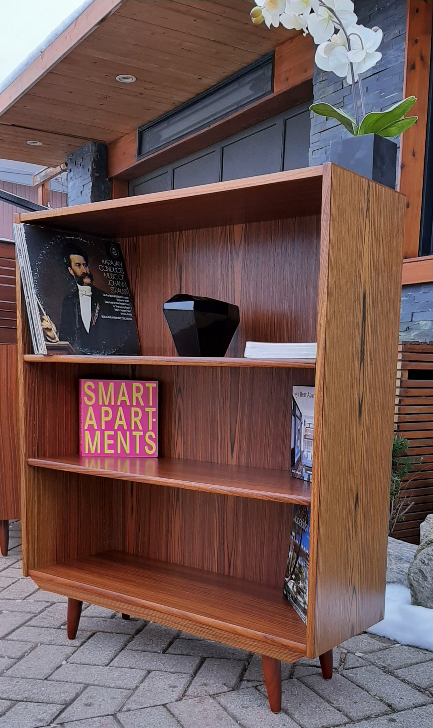 RESERVED for Cody***RESTORED Danish MCM Rosewood Bookcase Display 34", PERFECT - Mid Century Modern Toronto