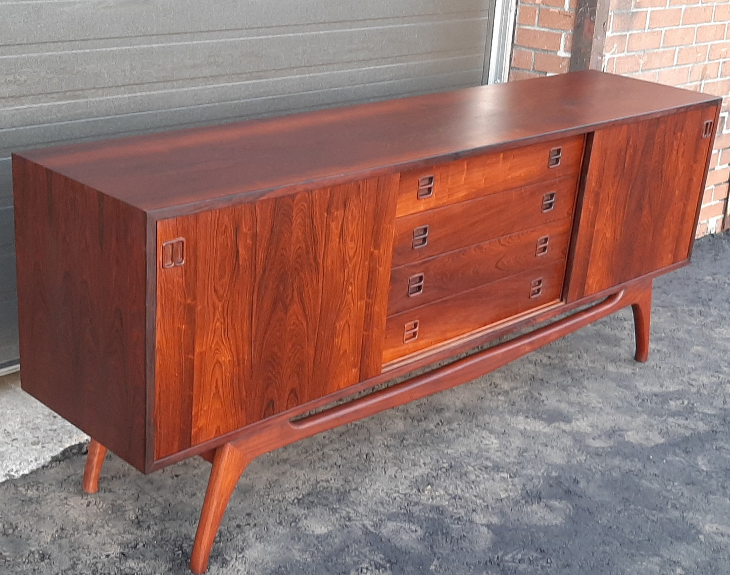 REFINISHED rare Danish MCM Brazilian Rosewood Sideboard Credenza, perfect, 77" - Mid Century Modern Toronto