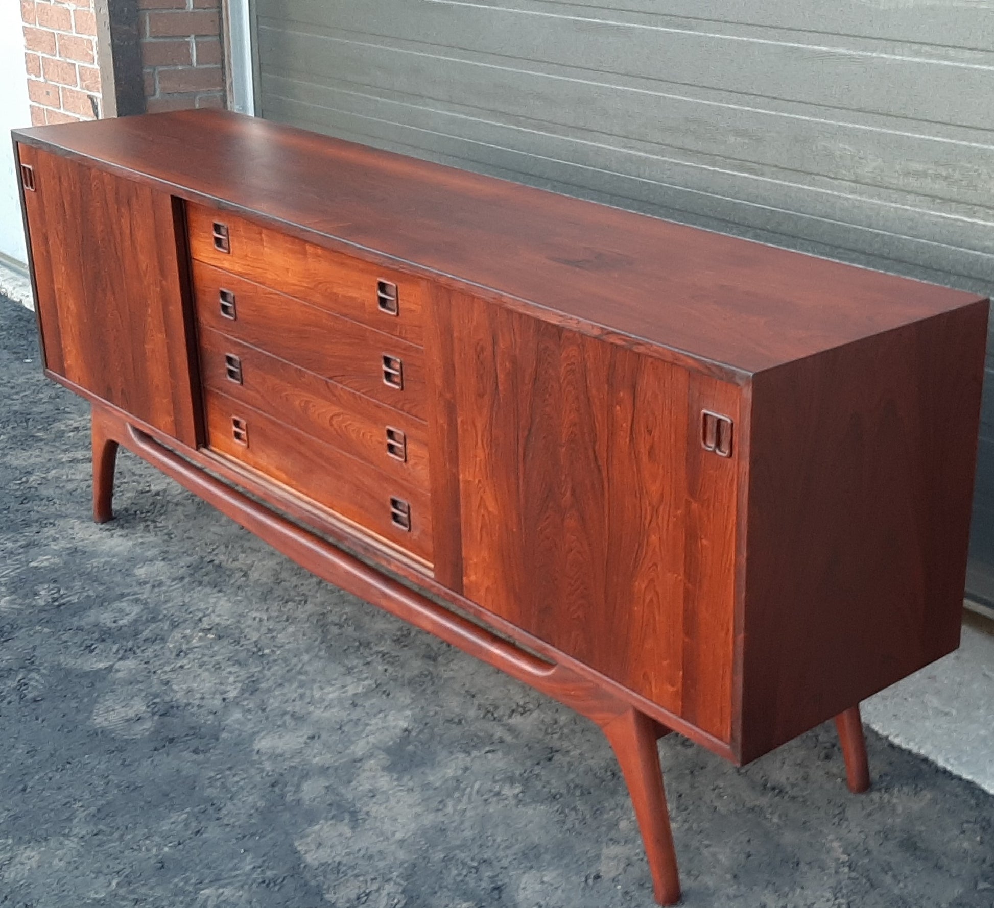 REFINISHED rare Danish MCM Brazilian Rosewood Sideboard Credenza, perfect, 77" - Mid Century Modern Toronto