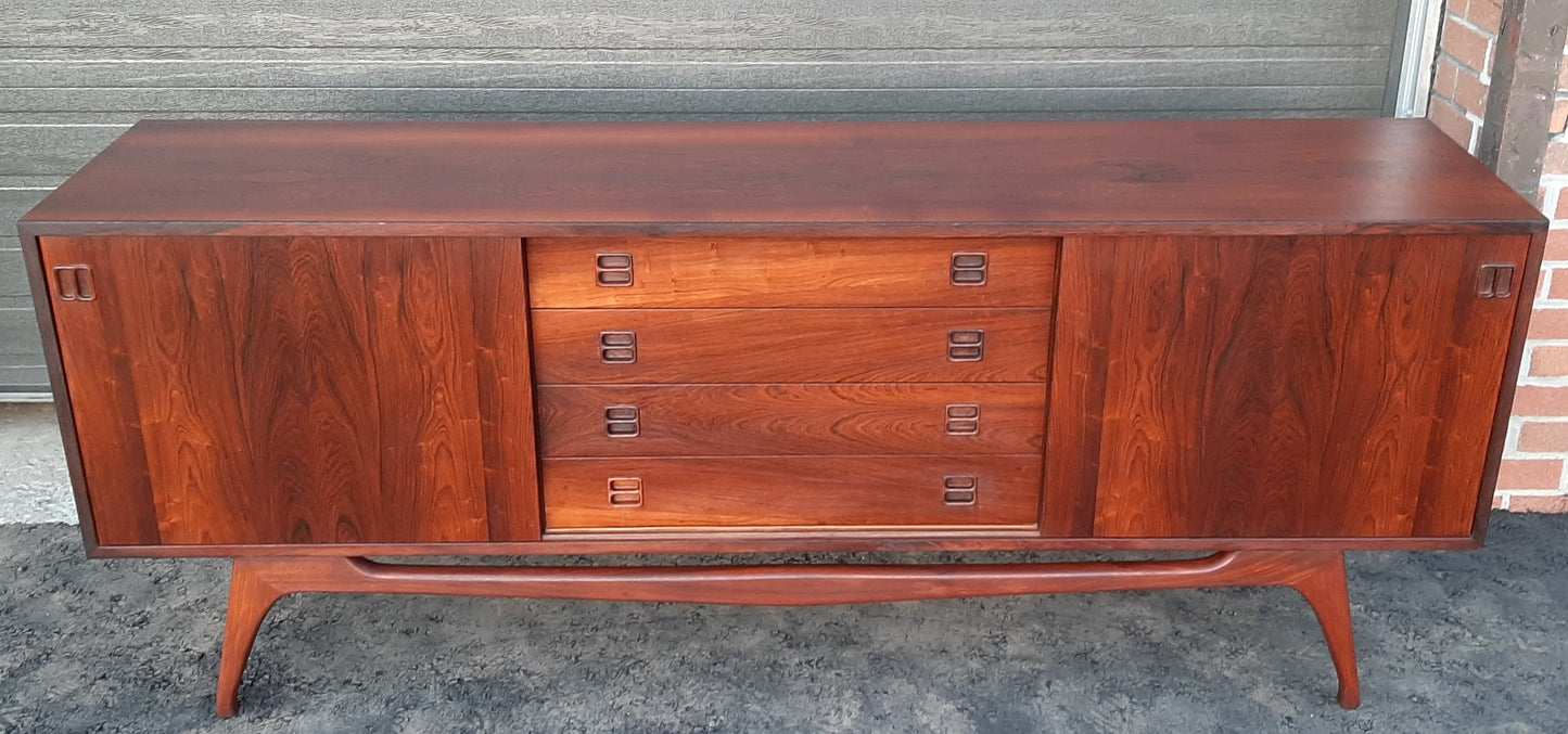 REFINISHED rare Danish MCM Brazilian Rosewood Sideboard Credenza, perfect, 77" - Mid Century Modern Toronto