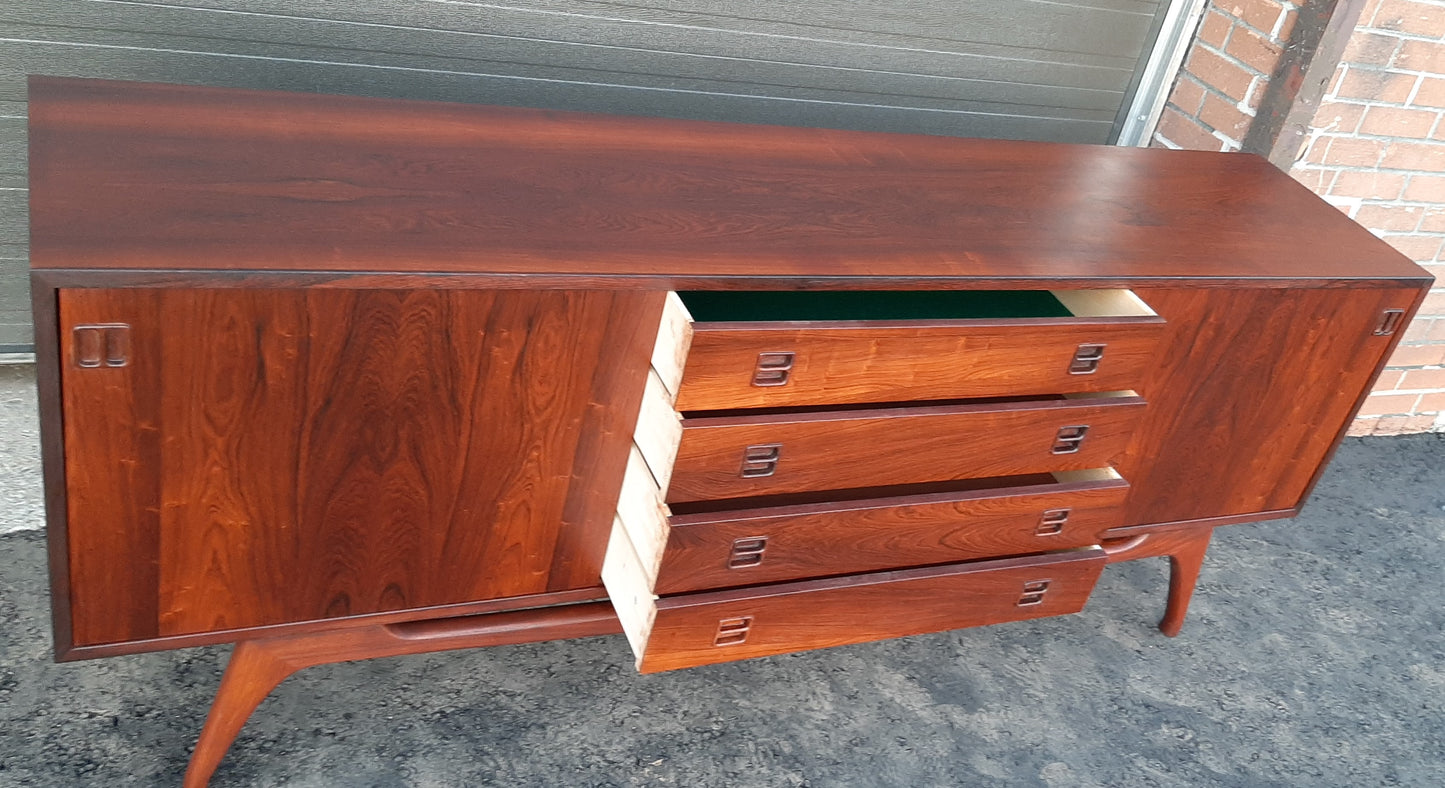 REFINISHED rare Danish MCM Brazilian Rosewood Sideboard Credenza, perfect, 77" - Mid Century Modern Toronto