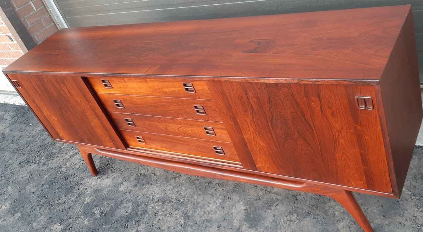 REFINISHED rare Danish MCM Brazilian Rosewood Sideboard Credenza, perfect, 77" - Mid Century Modern Toronto