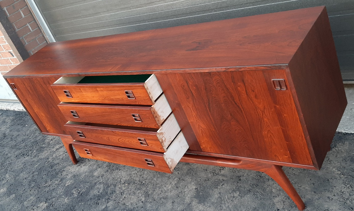 REFINISHED rare Danish MCM Brazilian Rosewood Sideboard Credenza, perfect, 77" - Mid Century Modern Toronto