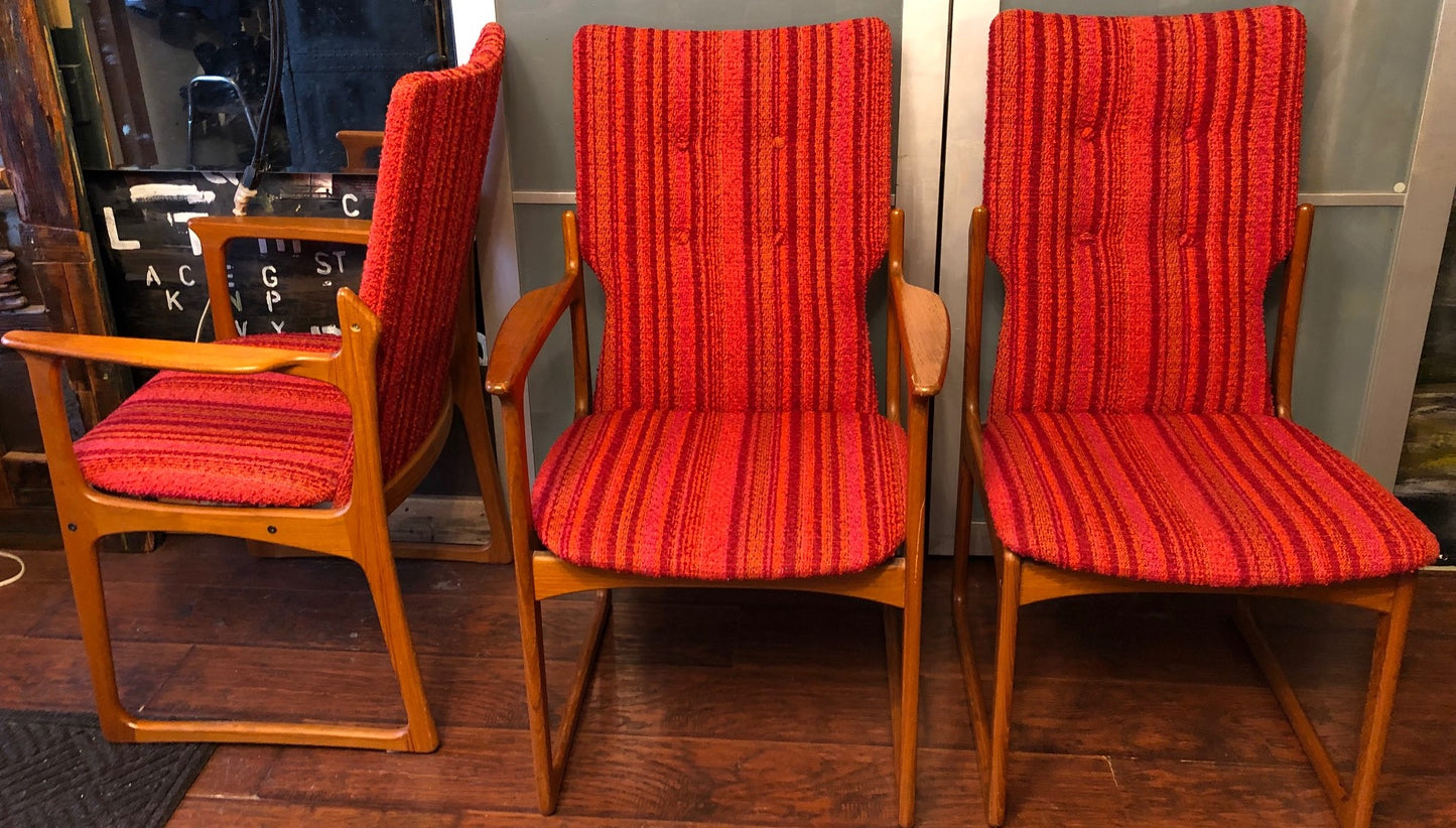 6 Danish MCM Solid Teak Dining Chairs RESTORED by Vamdrup Stolefabrik , each $199 - Mid Century Modern Toronto