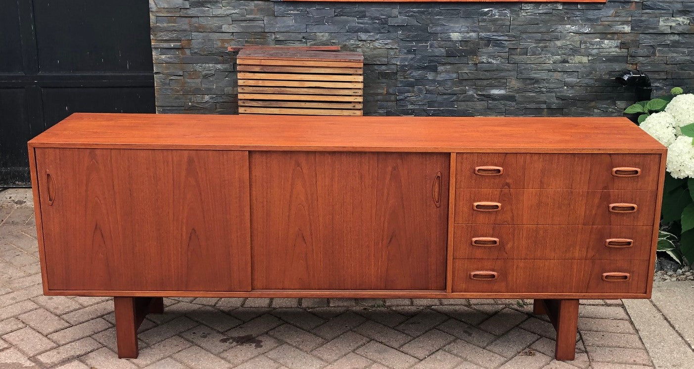 REFINISHED Danish MCM Teak Credenza Sideboard, 77" Narrow, perfect - Mid Century Modern Toronto