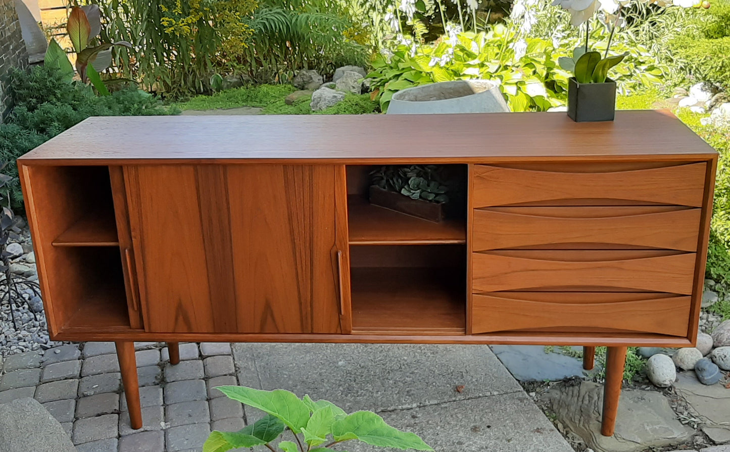 Restored Danish MCM Teak Credenza Sideboard TV Console 63" PERFECT - Mid Century Modern Toronto