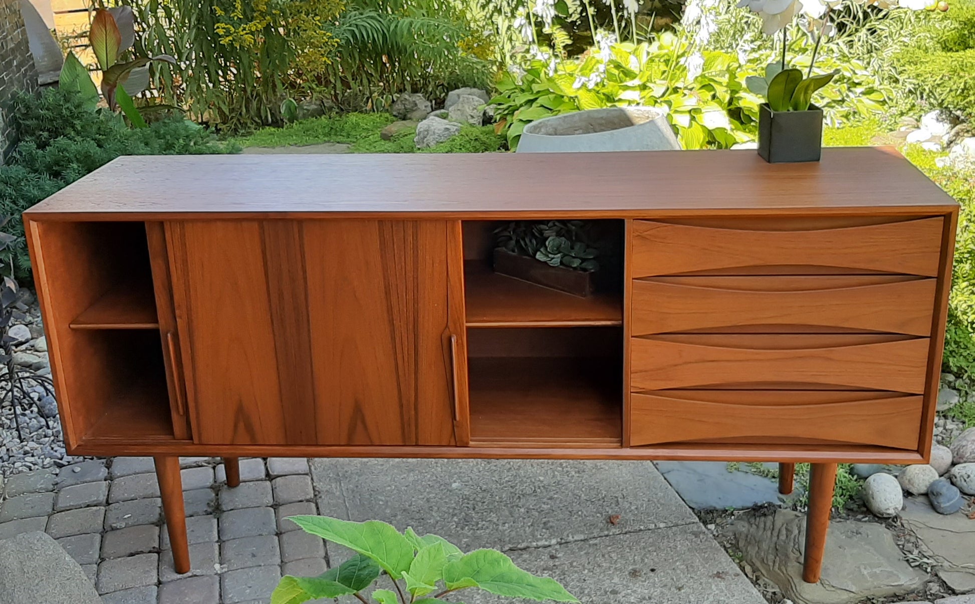 Restored Danish MCM Teak Credenza Sideboard TV Console 63" PERFECT - Mid Century Modern Toronto