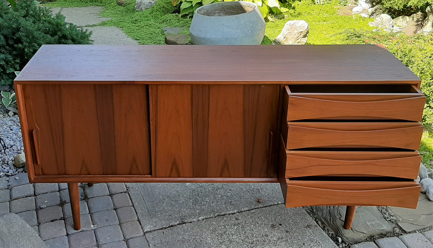 Restored Danish MCM Teak Credenza Sideboard TV Console 63" PERFECT - Mid Century Modern Toronto