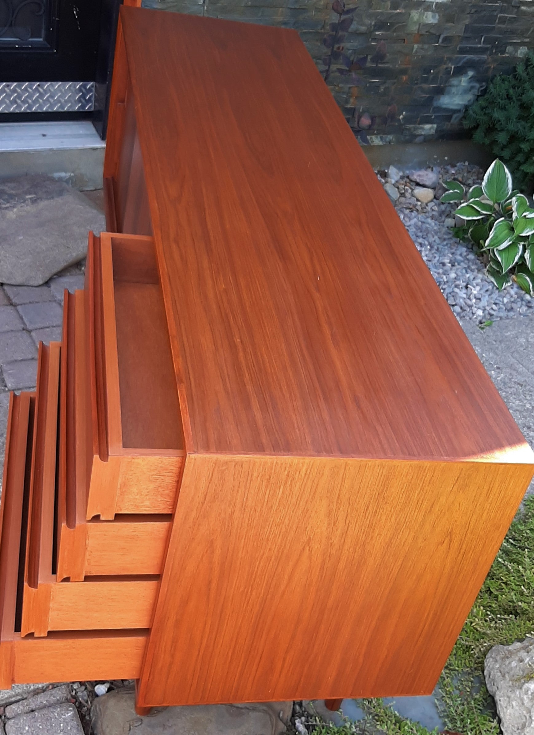 Restored Danish MCM Teak Credenza Sideboard TV Console 63" PERFECT - Mid Century Modern Toronto