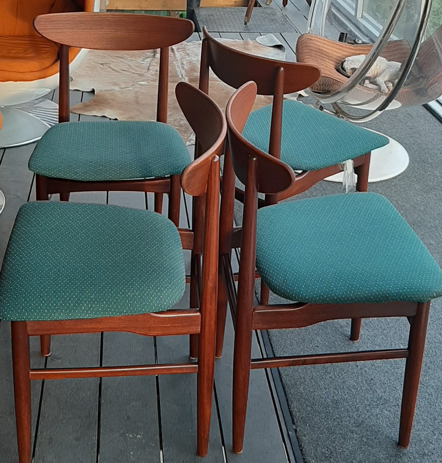 4 Danish MCM Teak Chairs by Dyrlund REFINISHED will be REUPHOLSTERED, each $299, PERFECT - Mid Century Modern Toronto