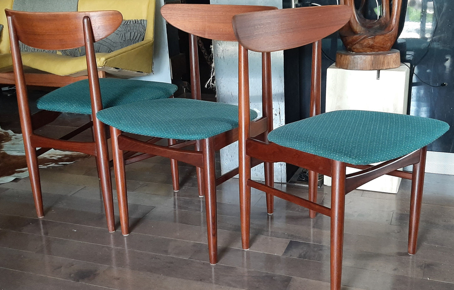 4 Danish MCM Teak Chairs by Dyrlund REFINISHED will be REUPHOLSTERED, each $299, PERFECT - Mid Century Modern Toronto