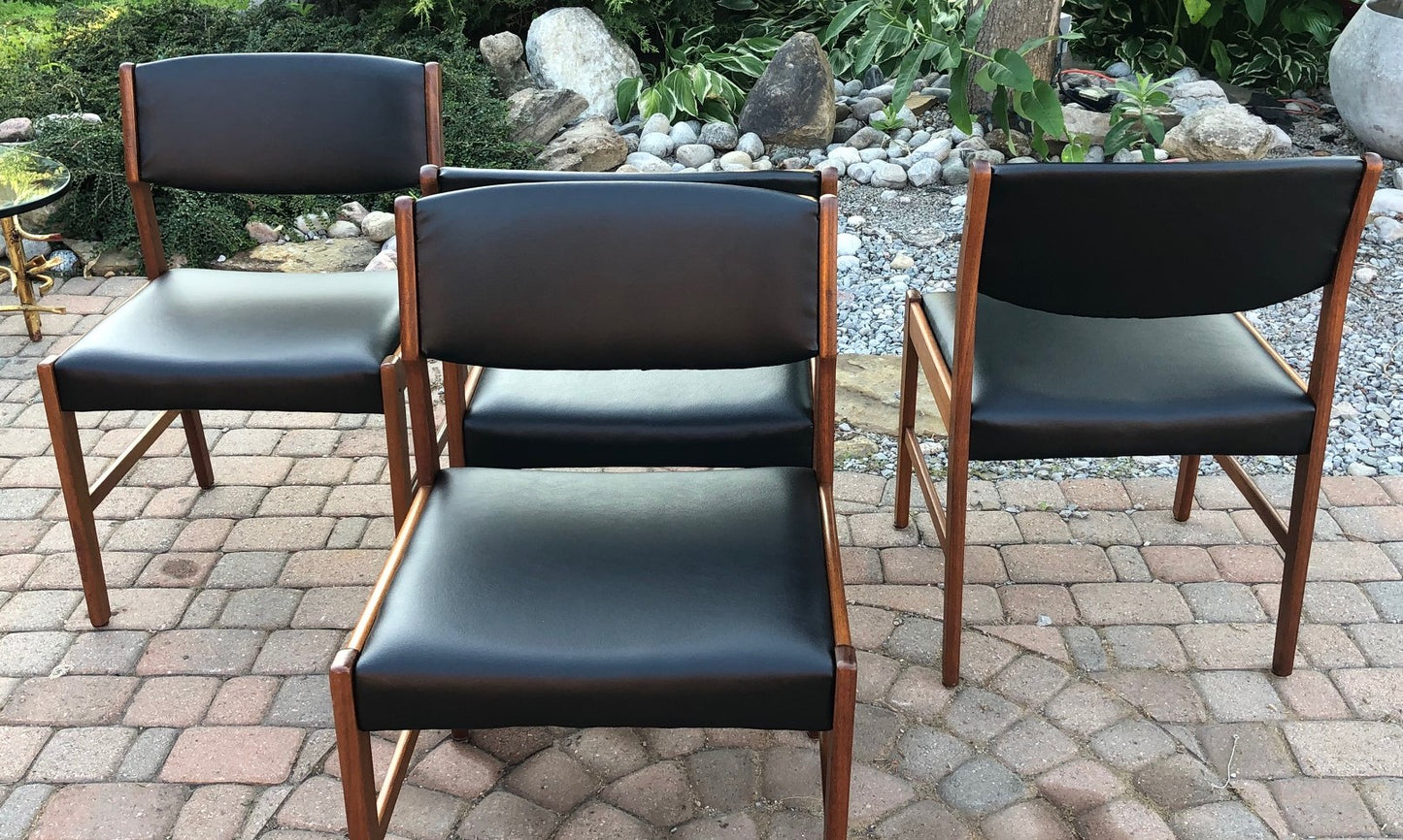 4 Danish MCM Teak Side/ Dining Chairs, large, REUPHOLSTERED, each $249 - Mid Century Modern Toronto