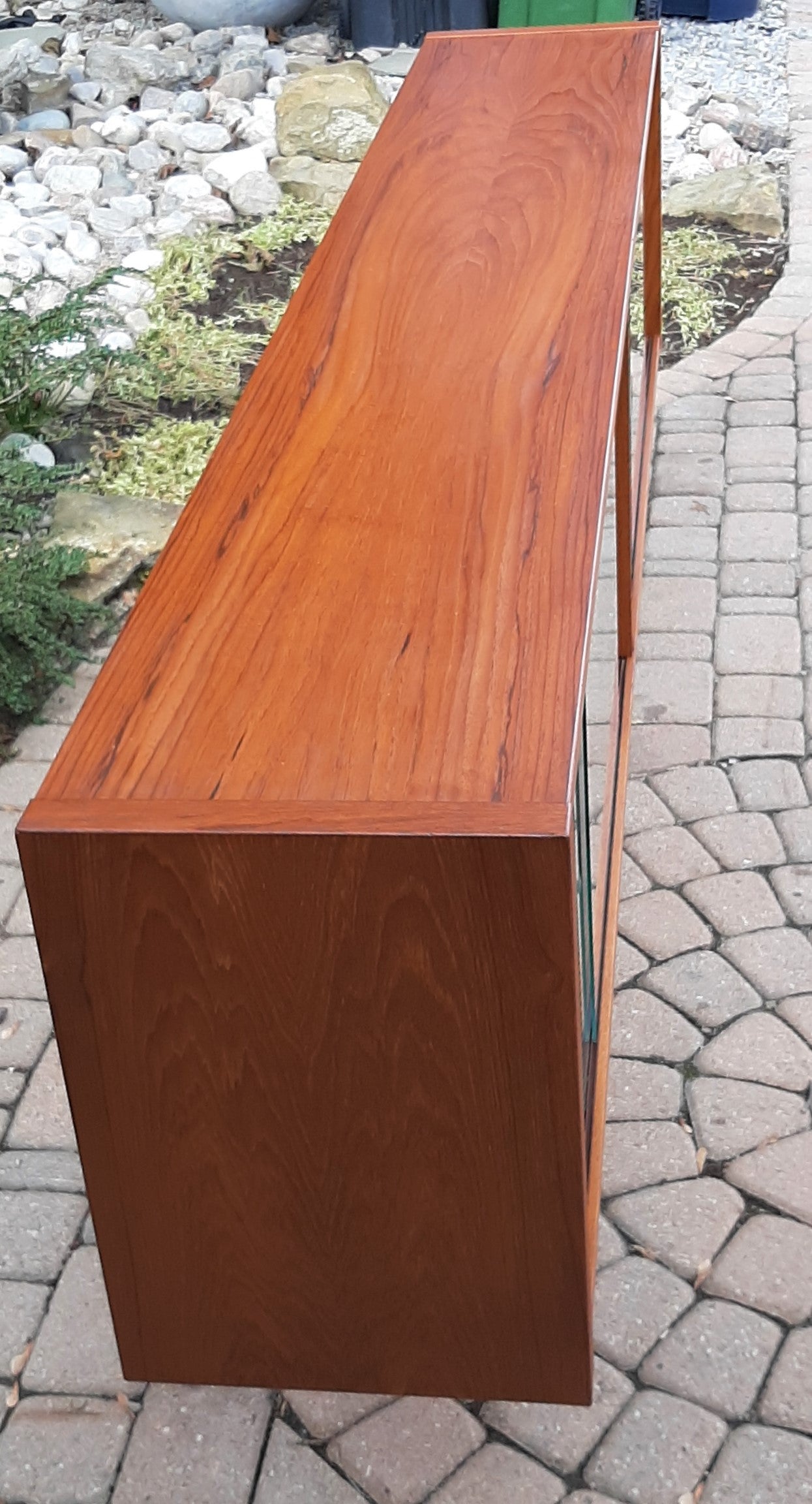 REFINISHED Danish Modern Teak Bookcase Display w sliding glass doors 79" PERFECT - Mid Century Modern Toronto