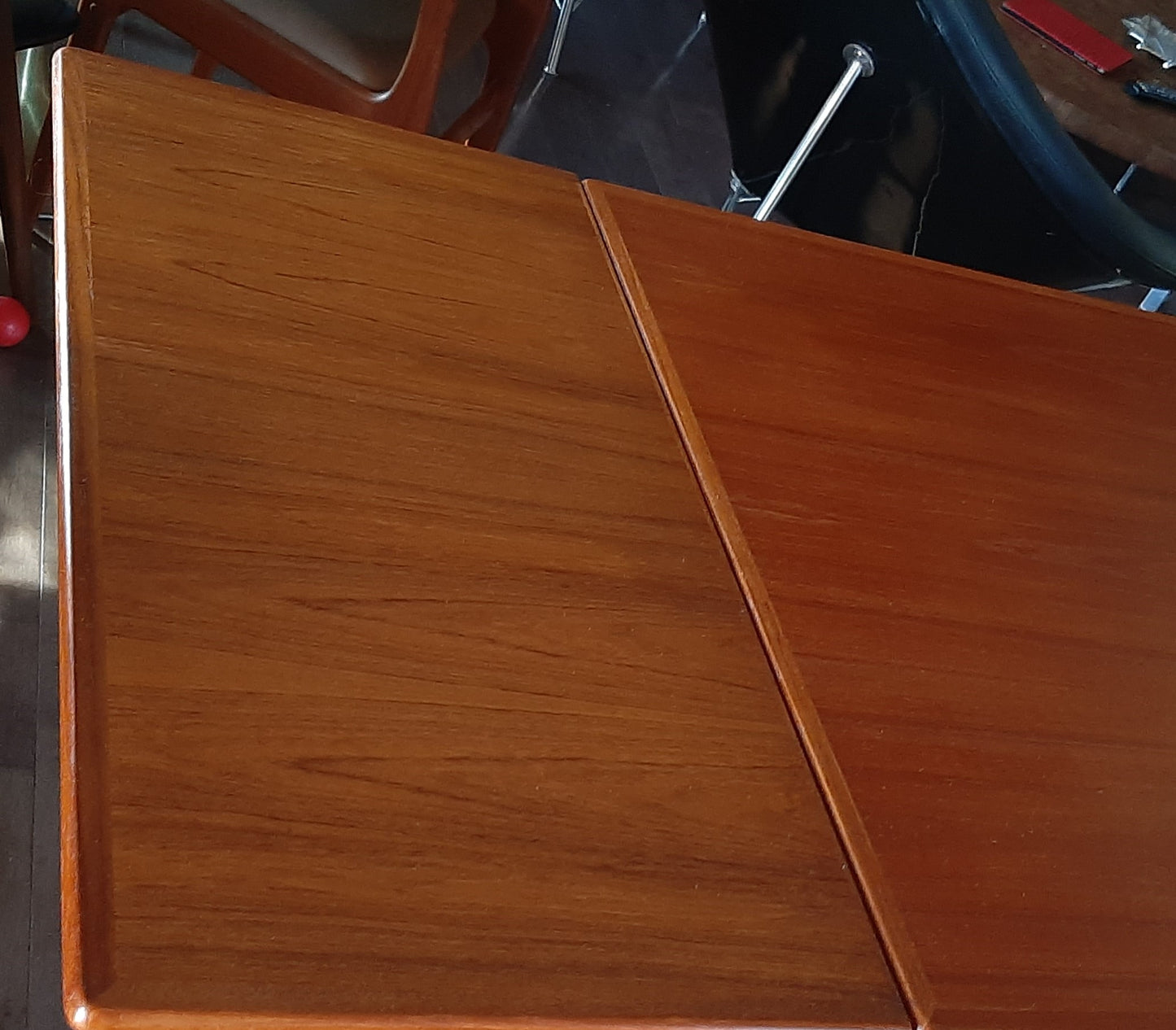 REFINISHED Danish MCM Teak Draw Leaf Table by Rogenstrup Mobelfabrik, PERFECT 49-84" - Mid Century Modern Toronto