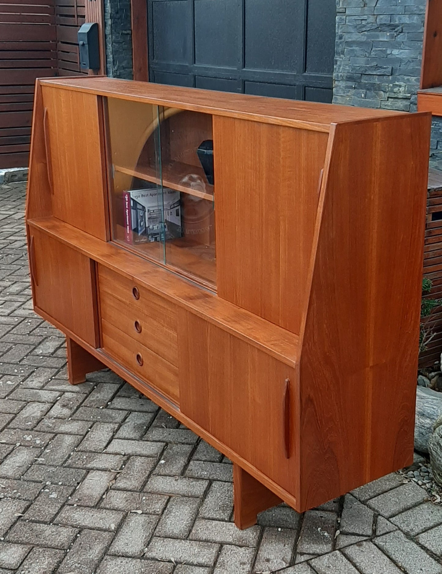 REFINISHED Danish MCM Teak Highboard 74" PERFECT, compact & narrow - Mid Century Modern Toronto