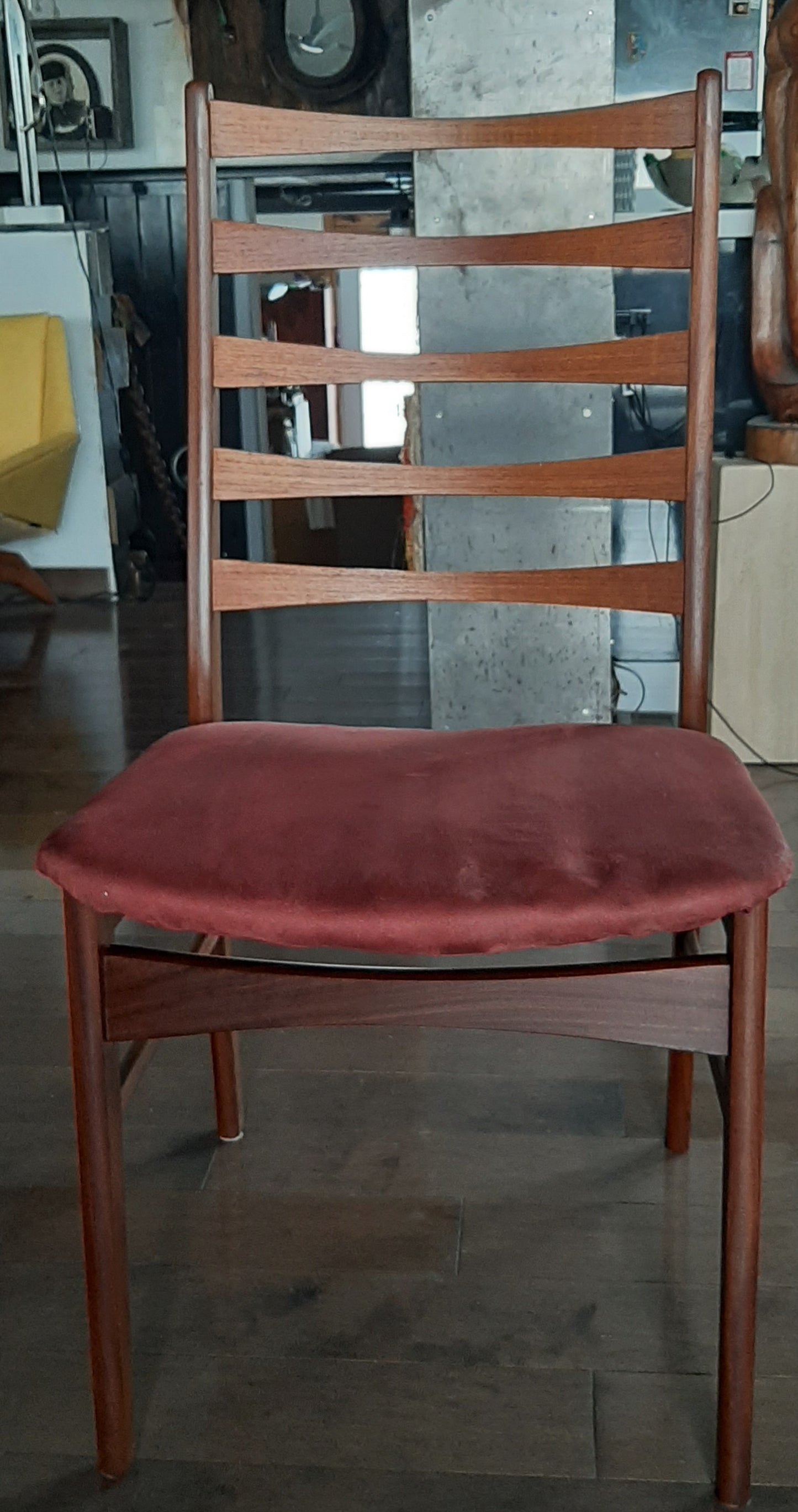 4 Danish MCM Teak Ladder-back Chairs RESTORED, ready for new upholstery, each $229 only - Mid Century Modern Toronto