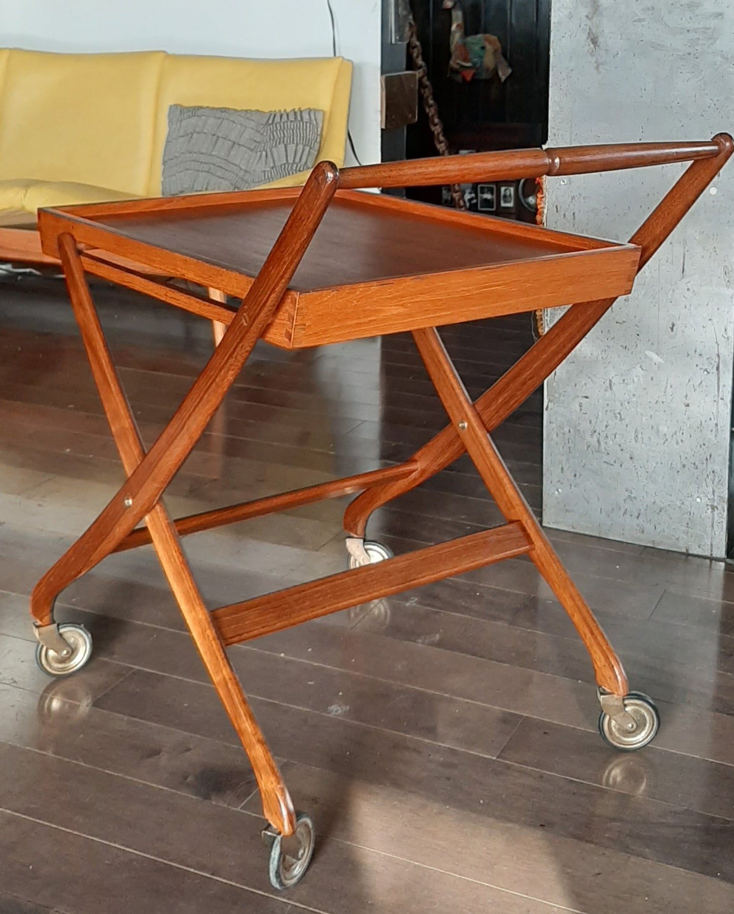 REFINISHED Danish MCM teak bar cart foldable, perfect - Mid Century Modern Toronto