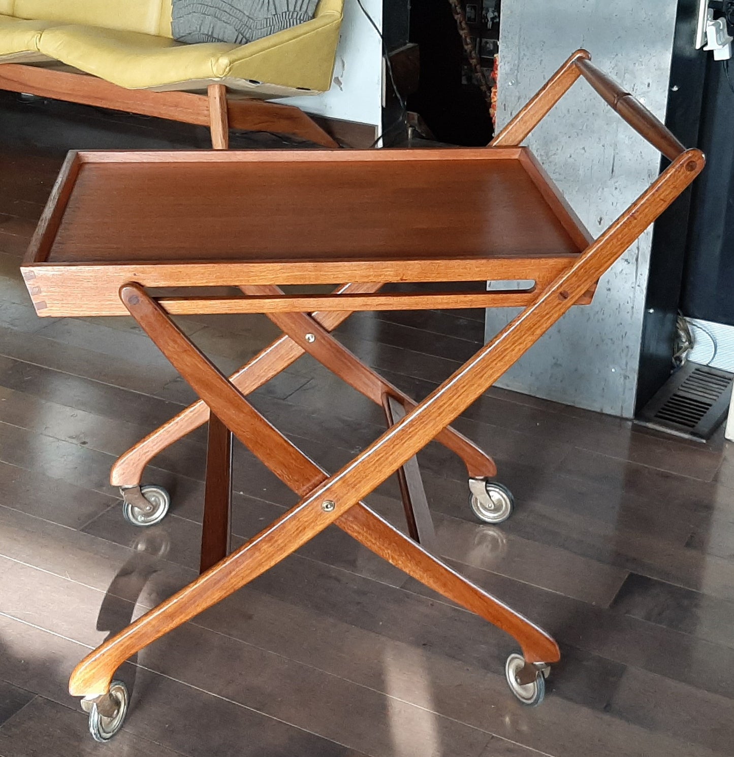 REFINISHED Danish MCM teak bar cart foldable, perfect - Mid Century Modern Toronto