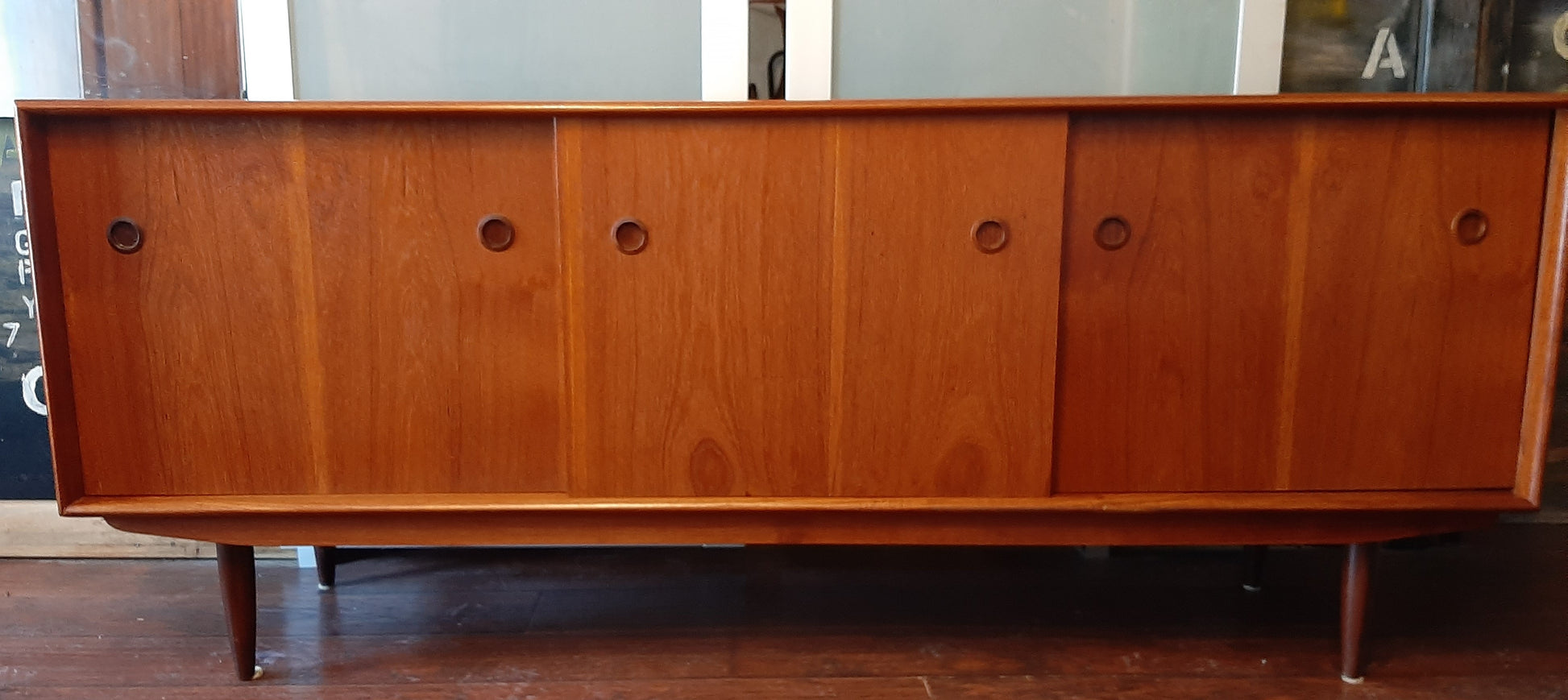 REFINISHED Danish MCM Teak Sideboard TV Media Console 6 ft, perfect - Mid Century Modern Toronto