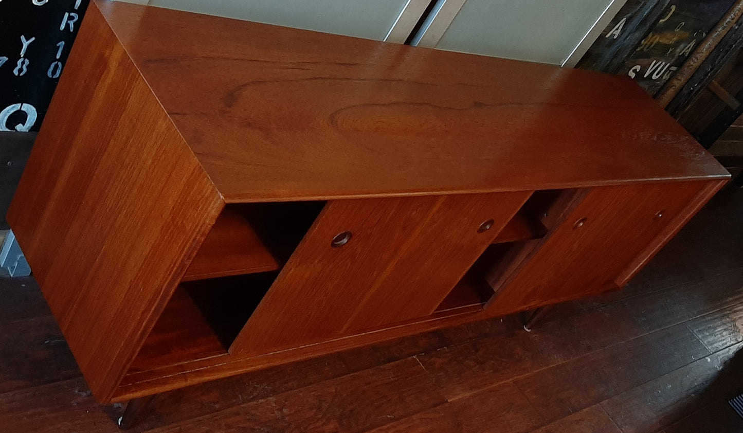 REFINISHED Danish MCM Teak Sideboard TV Media Console 6 ft, perfect - Mid Century Modern Toronto