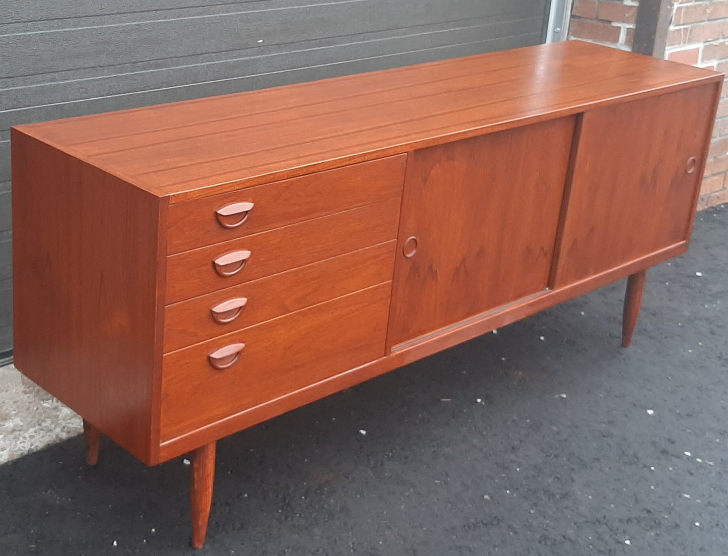 REFINISHED Danish Mid-Century Modern Teak Sideboard Buffet 71” perfect - Mid Century Modern Toronto