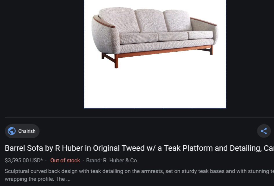 MCM Huber Barrel Back Teak Sofa & Lounge Chair, will be REFINISHED & REUPHOLSTERED