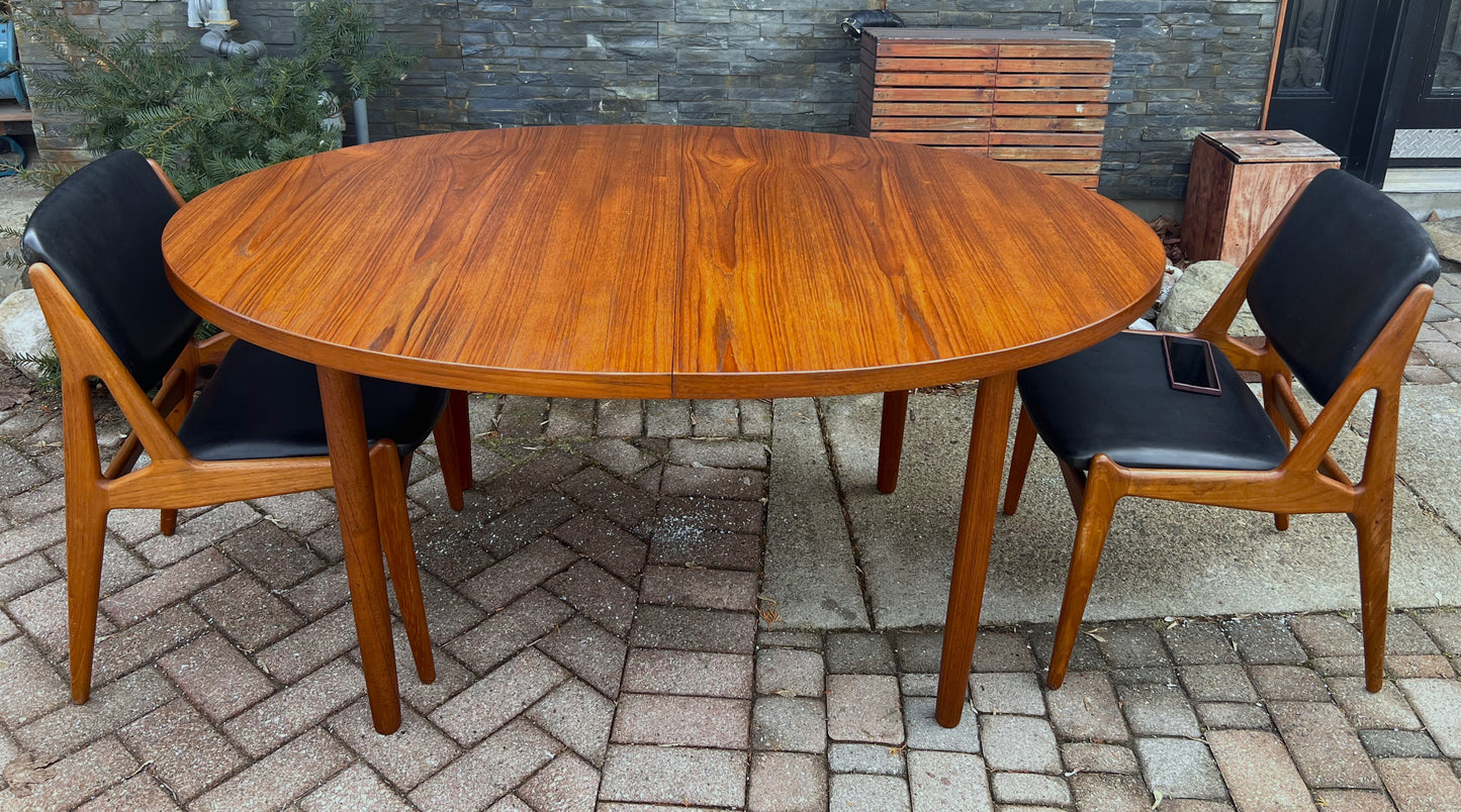 REFINISHED Mid Century Modern Teak Table Oval w 2 Leaves 60" - 100"