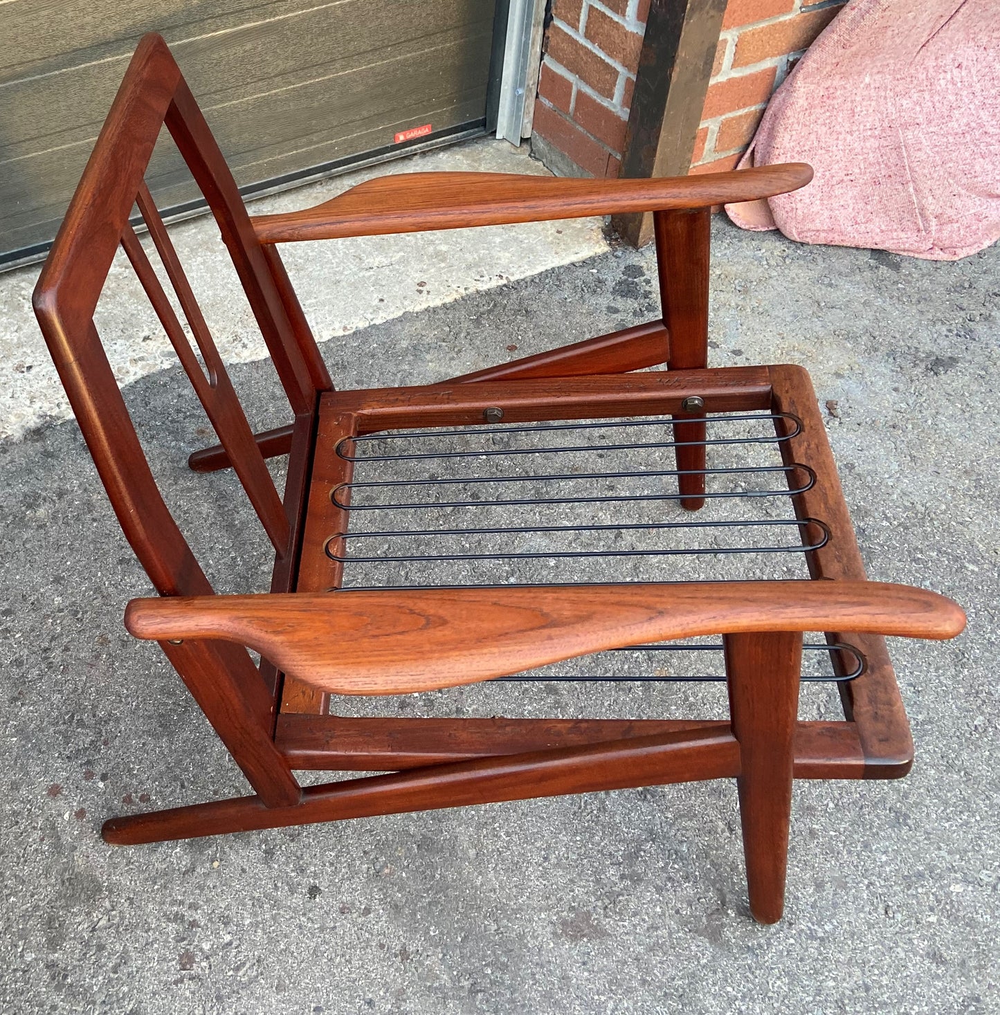 REFINISHED REUPHOLSTERED Danish Mid-Century Modern Teak Lounge Chair by Komfort, Perfect