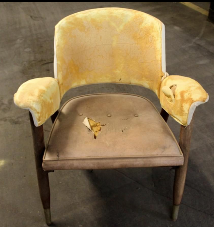 REFINISHED REUPHOLSTERED Mid Century Modern walnut armchair, Perfect