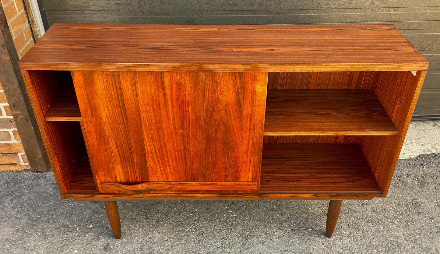 REFINISHED Swedish MCM Rosewood record credenza with a sliding door by Troeds 51"