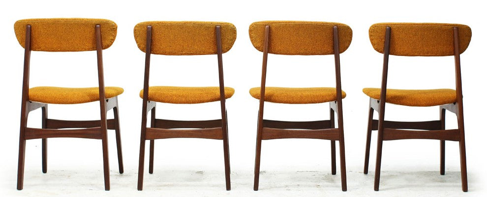 6 RESTORED Mid Century Modern Teak Chairs by R.Huber, will be Reupholstered