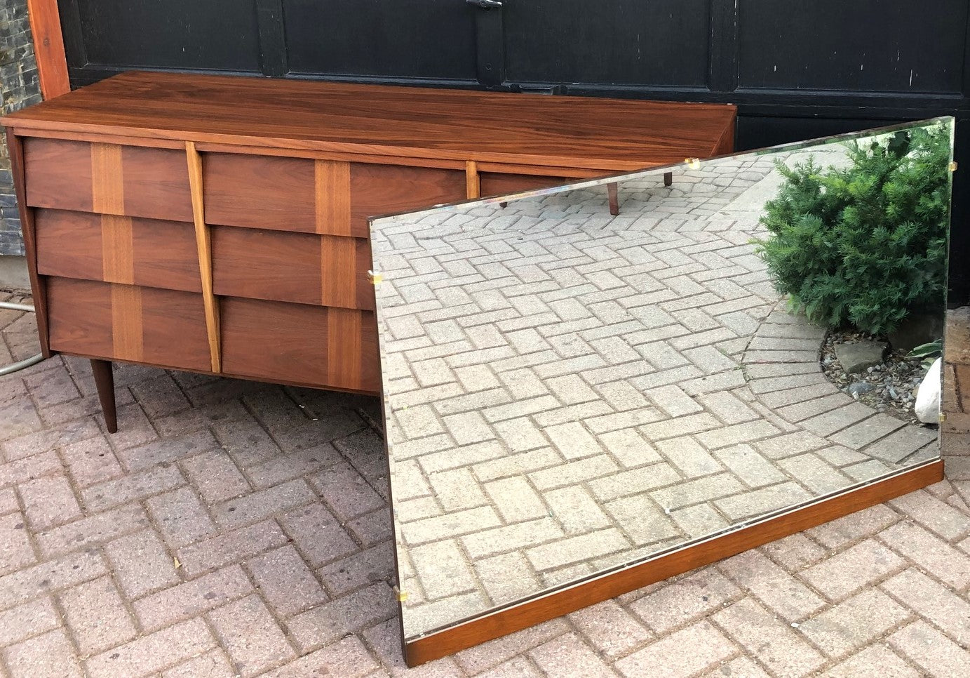 REFINISHED MCM Walnut Dresser w 9 louvered drawers 5ft PERFECT