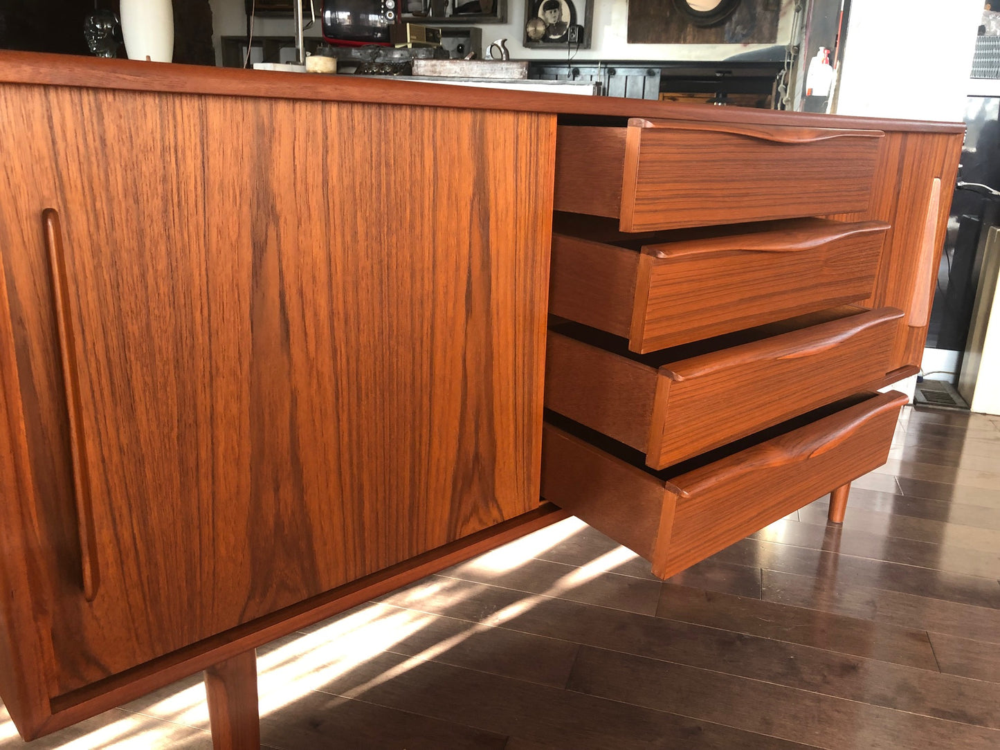 Restored Danish MCM Teak Sideboard or Media TV Console, 63", perfect - Mid Century Modern Toronto