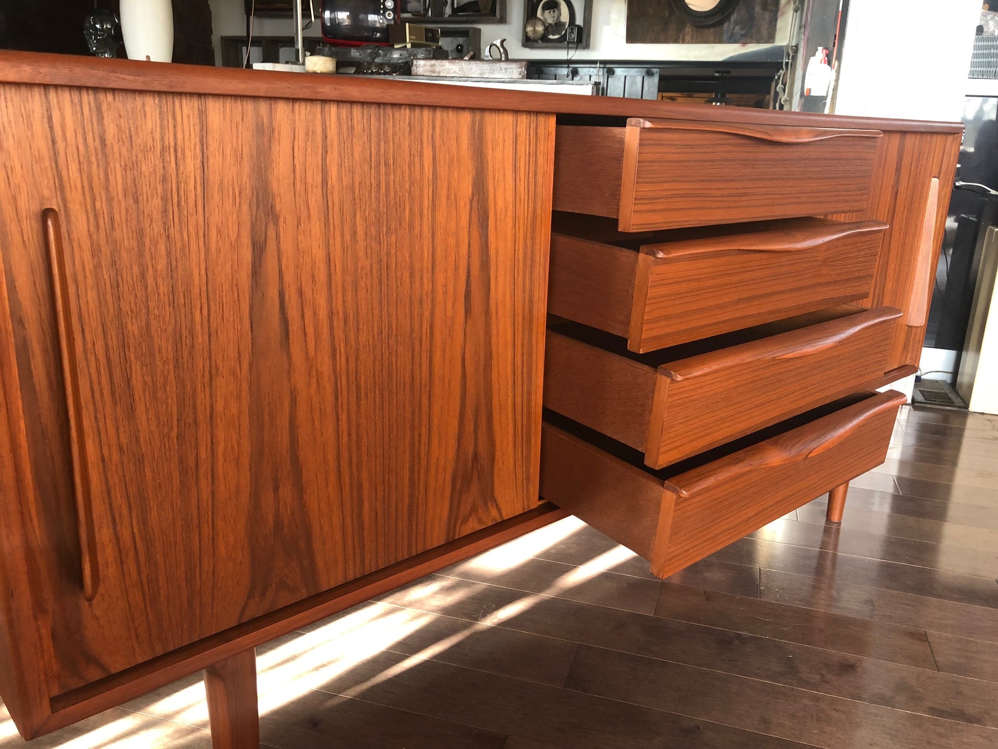 Restored Danish MCM Teak Sideboard or Media TV Console, 63", perfect - Mid Century Modern Toronto