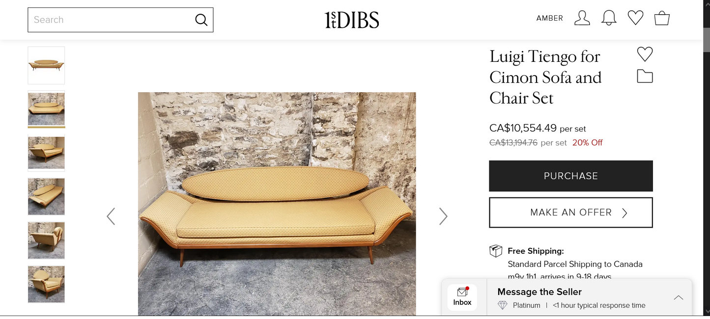 REFINISHED REUPHOLSTERED in Maharam MCM Gondola Sofa & Armchair by L. Tiengo, Perfect