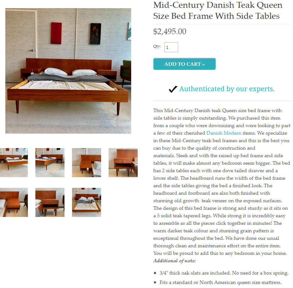 REFINISHED MCM Teak King bed with floating night stands and 9 drawers dresser, PERFECT - Mid Century Modern Toronto