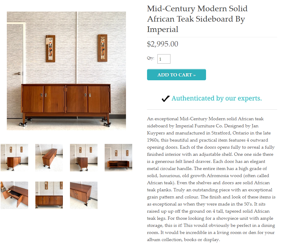REFINISHED MCM  SOLID TEAK Sideboard TV Media Console by Imperial 66" , PERFECT - Mid Century Modern Toronto
