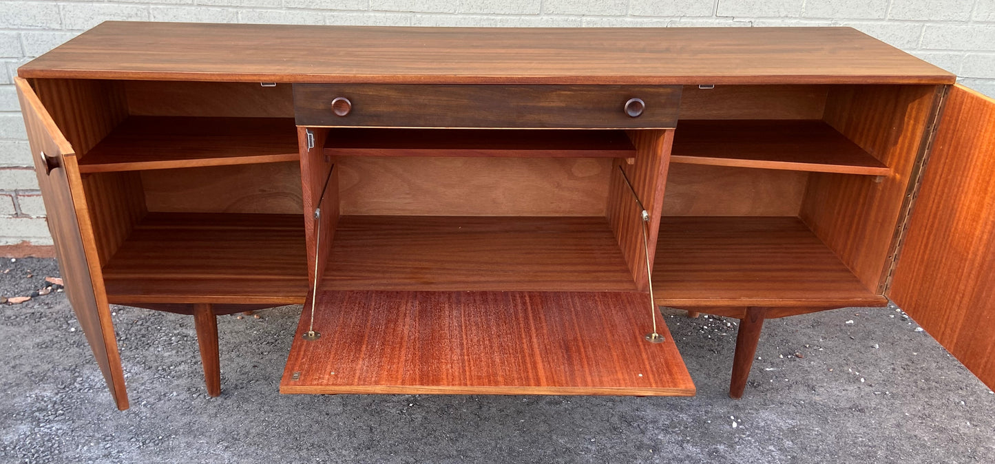 REFINISHED British MCM Sideboard Buffet Bar by Alfred Cox, 66" Perfect