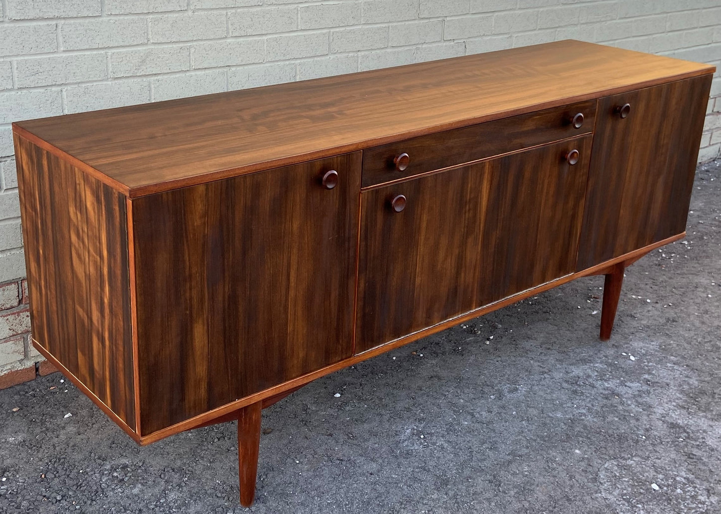 REFINISHED British MCM Sideboard Buffet Bar by Alfred Cox, 66" Perfect
