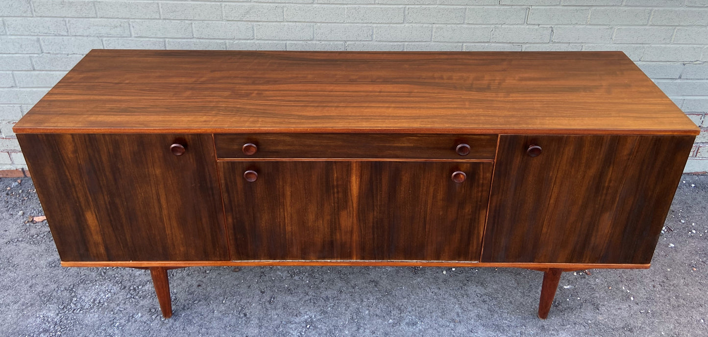 REFINISHED British MCM Sideboard Buffet Bar by Alfred Cox, 66" Perfect