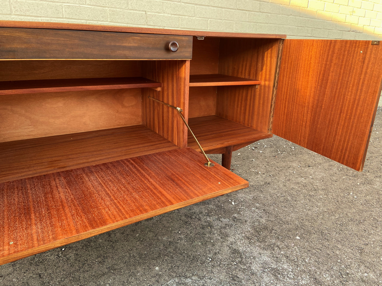 REFINISHED British MCM Sideboard Buffet Bar by Alfred Cox, 66" Perfect