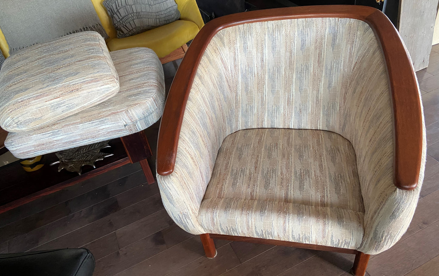 Deposit for REFINISHED MCM Huber Barrel Back Teak Lounge Armchair, PERFECT