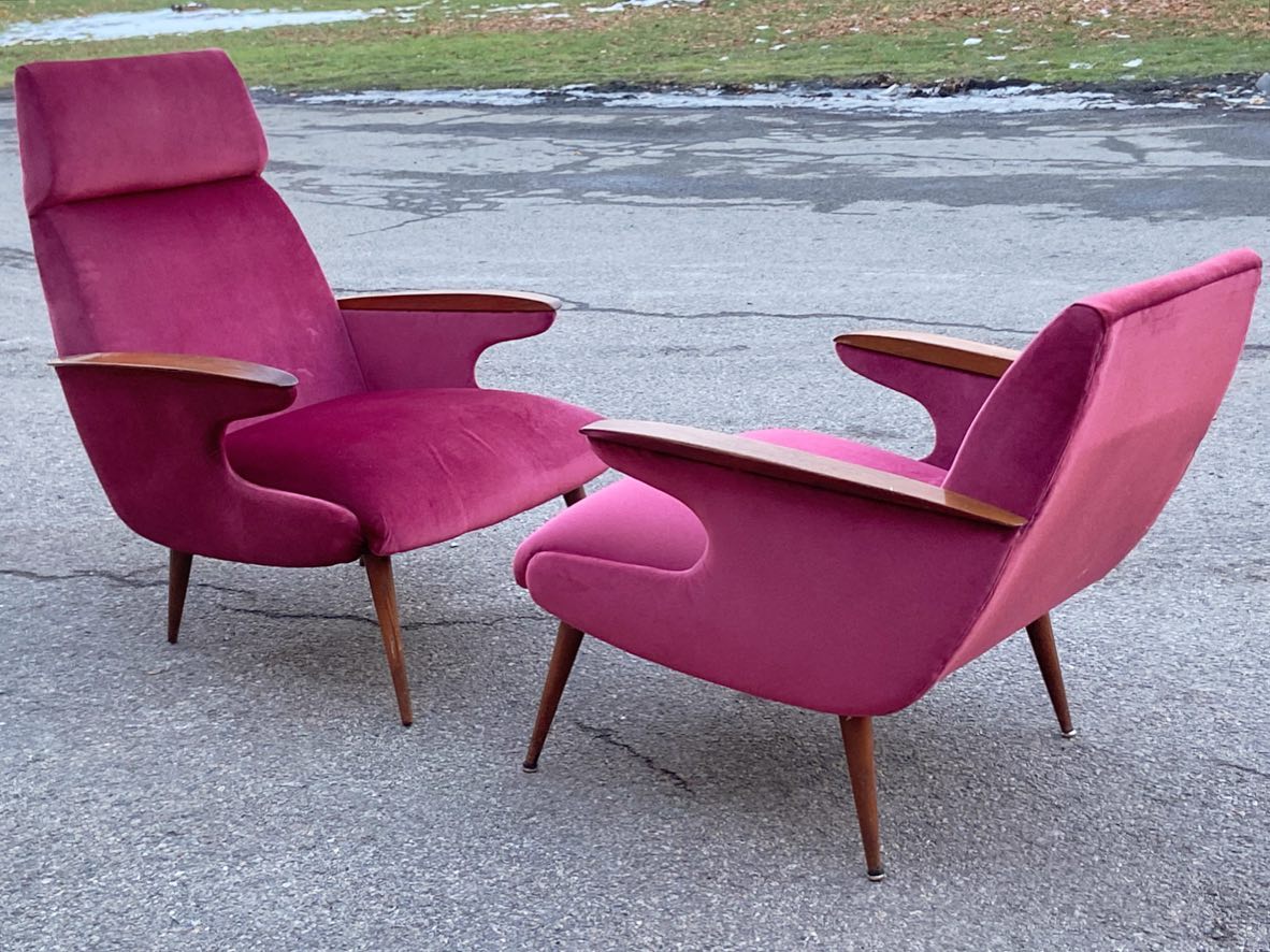 REFINISHED REUPHOLSTERED Mid Century Modern L. Tiengo Sofa & 2 Lounge Chairs
