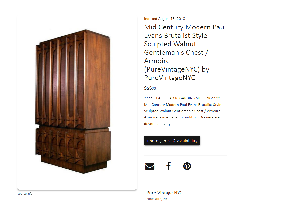 RESTORED Rare MCM Walnut Mirrored Brutalist Armoire High Credenza