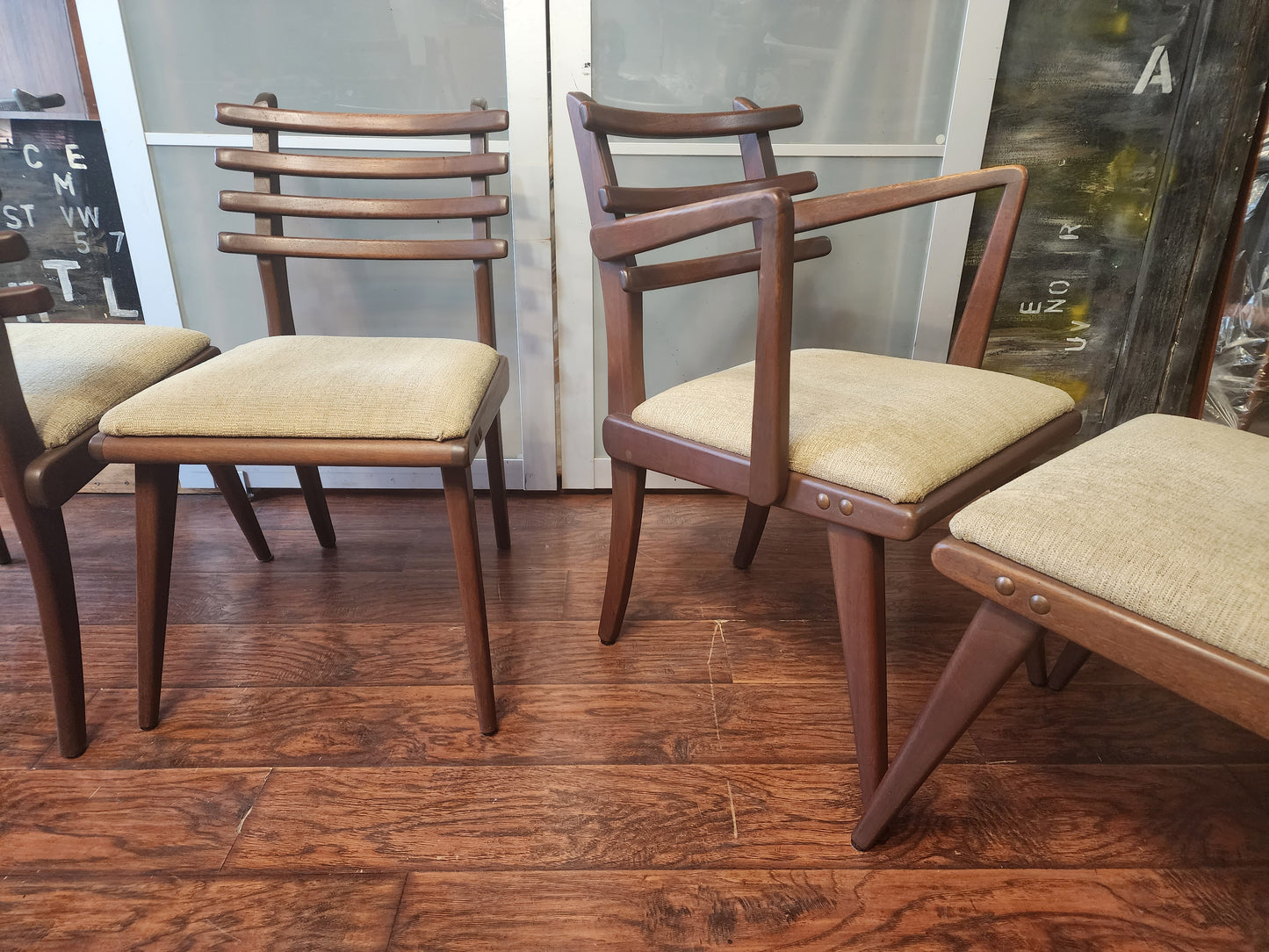 Mid Century Modern Russel Spanner Walnut Chairs (1 armchair 5 side chairs)